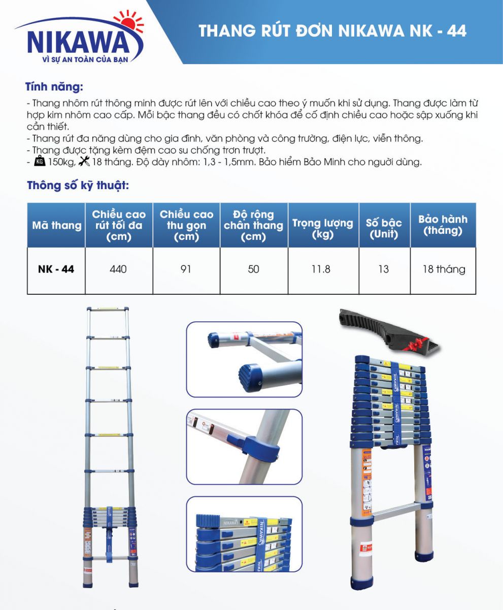 thang nhôm rút đơn nk-44 tại hải dương